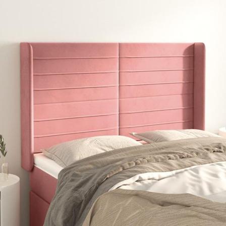 Vidaxl Huvudgavel Med Kanter Rosa 147x16x118/128 Cm Sammet Rosa