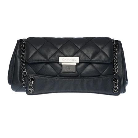 Chanel Vintage Pre-owned Leather chanel-Tass , Zwart , Dames , Maat: ONE Size Vintage Tassen