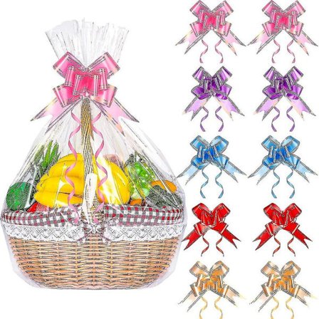 10-pack cellofan presentpåsar med dragrosetter cellofanomslag stora påsar