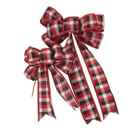 2 stk. rutete sløyfehengende juletrær gaveeske dekorasjon