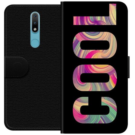 Yhteensopiva Lompakkokotelo Nokia Nokia 2.4 Nykytaiteellinen typografia taiteilu sanaa LOVE nestemäisissä sateenkaariväreissä mustaa taustaa vaste