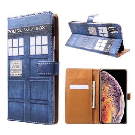 iPhone 9 Plus Synteetti Nahkainen Kuviollinen Lompakko Suojakotelo - Poliisi Soittokioski