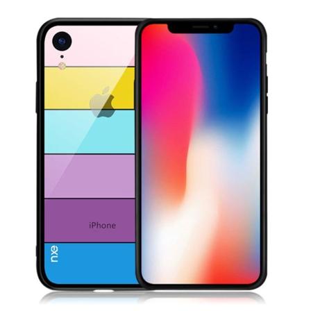 iPhone Xr NXE raita kuviollinen lasi sekä muovi takasuoja kuori - Tyyli C Multicolor