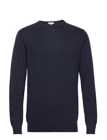 Round Neck Pullover Strikkegenser M. Rund Krage Navy Seidensticker