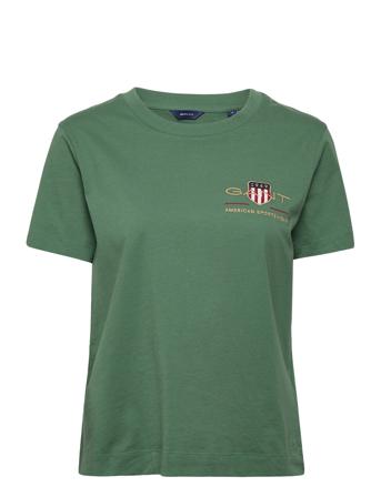 Archive Shield Ss T-Shirt T-shirt Top Grøn GANT