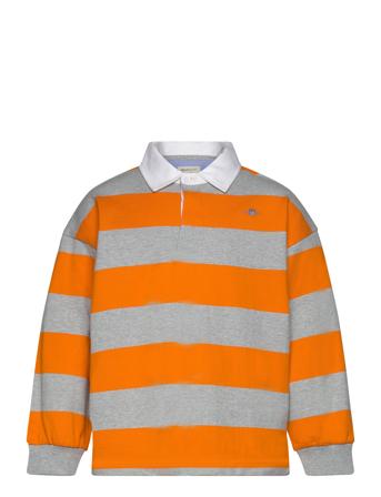 Striped Shield Heavy Rugger Tops T-shirts Polo Shirts Long-sleeved Polo Shirts Orange GANT