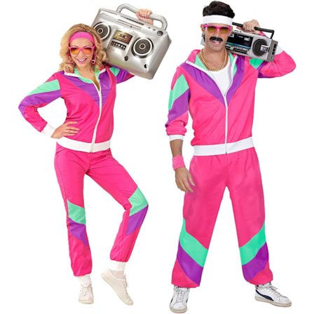 -Widmann - Träningsbyxor Kostym Rosa 80-tals Outfit Joggingdräkt Karnevalskostym, Flerfärgad XL