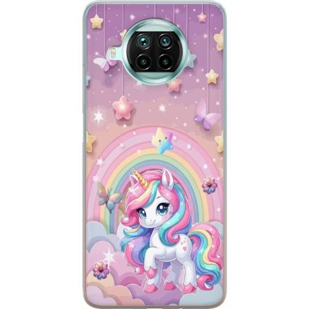 Kompatibelt Mobildeksel til Xiaomi Mi 10T Lite 5G Magisk enhjørning med regnbue manke, stjerner og sommerfugler mot en pastellhimmel med skyer