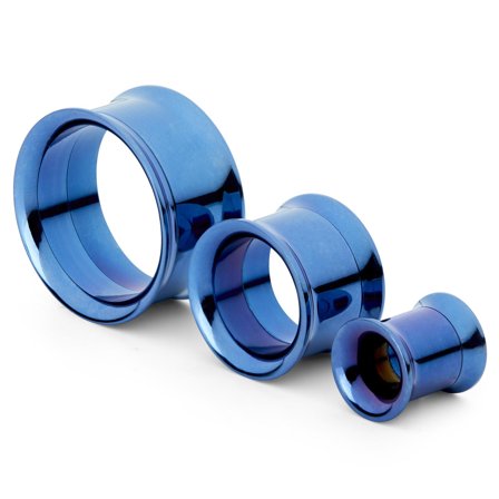 Thin-Rimmed Blue Steel Ear Tunnel for Men - Ear tunnels