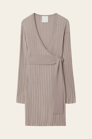 Malina - Ribbstickad omlottkofta - S - Grey