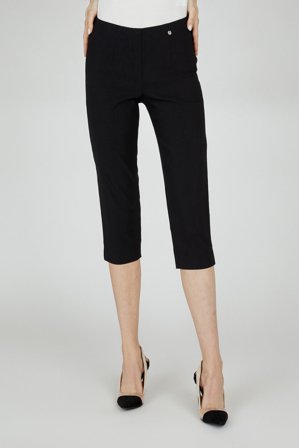 Robell - Marie Capri Bengalin Bukser - Sort - Straight Fit / Elastik i Taljen