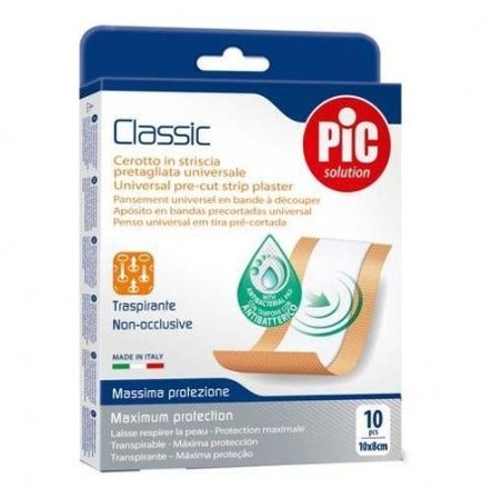 Pic Classic Cerotto Striscia 10x8cm Antibatterico 10 Pezzi