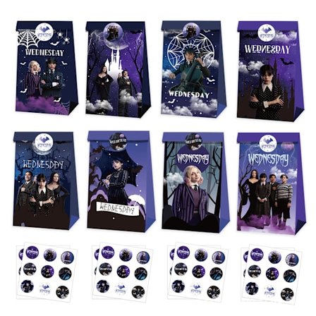 12st Onsdag Addams Pappers Godis Påsar & Stickers