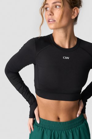ICANIWILL - Contrast Cropped Long Sleeve Black - Pitkähihaiset - Naiset - Treenivaatteet ICIW:ltä