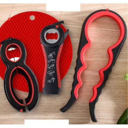 Dåseåbner - Dåseåbner Perfekt til Seniorer med Gigt 4-pak Multifunktionel med 6-i-1 Dåseåbner til Svagere Hænder 5-i-1 Flaskeåbner (LGL)