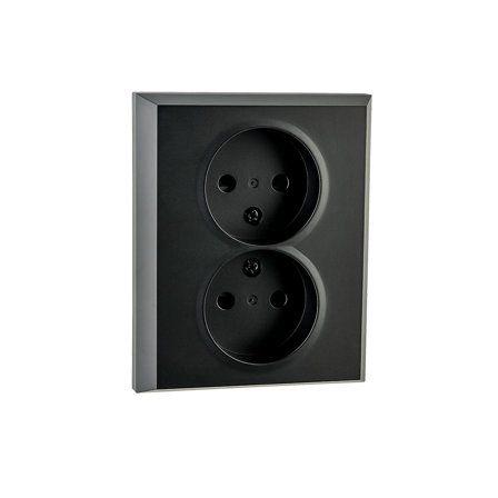 SG Stikkontakt Innfelt Sort Dobbel u/jord
