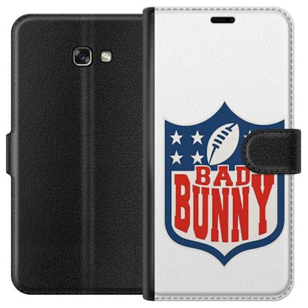 Yhteensopiva Lompakkokotelo Samsung Galaxy A3 (2017) Bad Bunny punainen graafinen juliste, jossa on muotokuva ja typografia Latinalaisessa Amerikassa