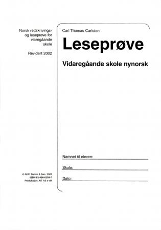 Leseprøve vidaregåande skole - Bok av Carl Thomas Carlsten - Paperback