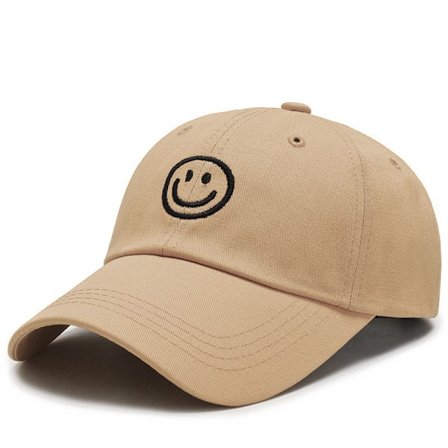 Four Seasons Keps Polyester Bomull Broderat Smiley Ansikte Unisex Par Solskydd Basebollkeps, Khaki
