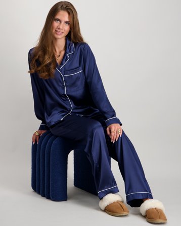 RYVLS Satin L/S Pyjama Set Blå Pyjamas/Pyjamasbyxor Tjej - Kids Brand Store