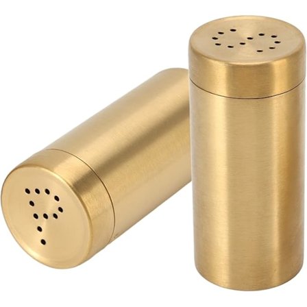 2 stk. saltkar salt peber skrue åben top krydderier shaker flaske guld krydderikrukke krydderidispenser madlavningsredskaber køkkentilbehør