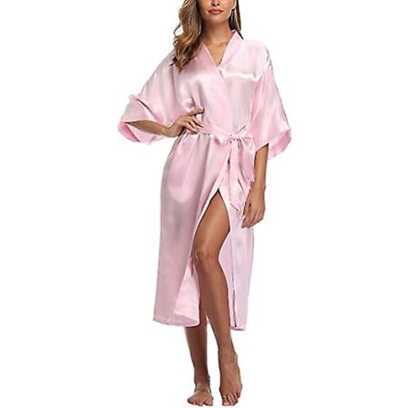 Plus Size S-XXXL Rayon Badrock Dam Kimono Satin Lång Morgonrock Sexiga Underkläder Klassisk Nattlinne Sovkläder med Bälte
