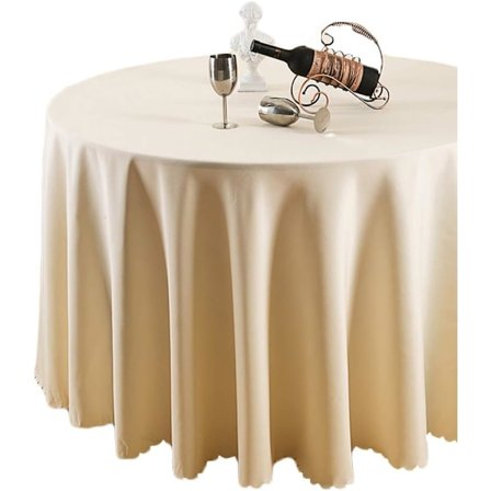 Råhvid rund dug, rund køkkendug, 160 cm