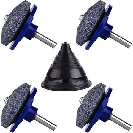 4 Pakker Græsslåmaskine Blad Slibemaskine, Græsslåmaskine Tilbehør med 1 stk. Bladbalanceringskit, Slibeværktøjer til Græsslåmaskine