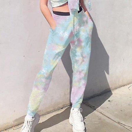 Elastiske baggy-bukser med høy midje for kvinner