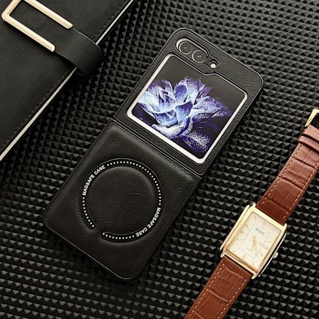 Magnetisk lærbeskyttende støtsikkert deksel for Samsung Galaxy Z Flip 5 Kompatibel med Magsafe