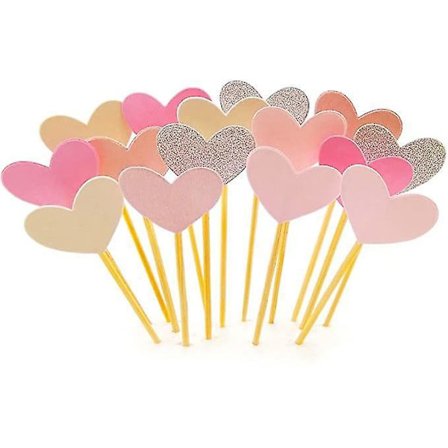 Cupcake-topper 50 stk Rosa Hjerte Glitter Mini Kakedekor