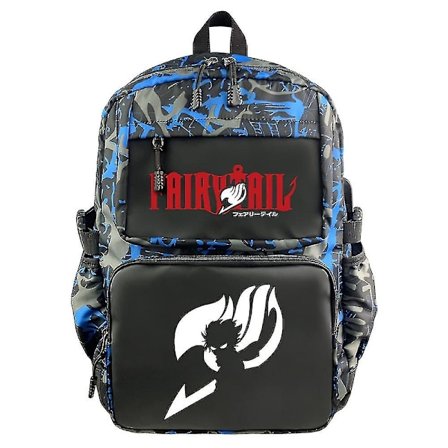 Väska 1st - Fairy Tail Ryggsäck Cartoon Skolväska Student Laptop Ryggsäck Med USB Laddningsport