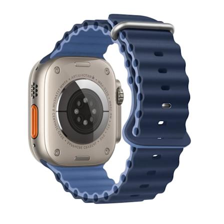 Ocean-reim for Apple Watch Ultra 2 band 49mm 45mm 44mm 40mm 41mm 42mm 49mm silikonreim armbånd iWatch serie 9 7 6 3 klokke 8 Mørk-lys Navy Y