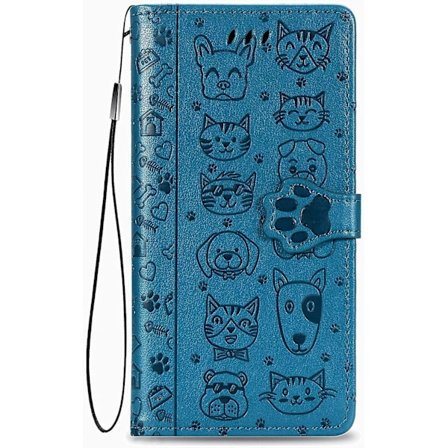 Cover For Iphone 12 Pro / Iphone 12, Mobile Phone Cover Leather Flip Case With Card Slot, Magnet And Stand Function [cat And Dog Pattern] Protective C