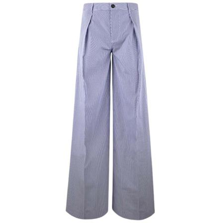 Dsquared2, Patterned Pleat-Front Trousers Blauw, Dames, Maat:XS,Katoen,strepen
