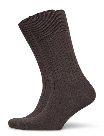 Pe 2Pk Calle Premium Mercerized Wool Rib Underwear Socks Regular Socks Brun Panos Emporio