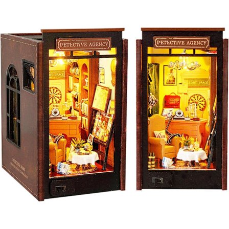 DIY Bokkrok-sett, Tre-bokhylle med hylle, Julegave Bursdagsgave (Detektivbyrå)