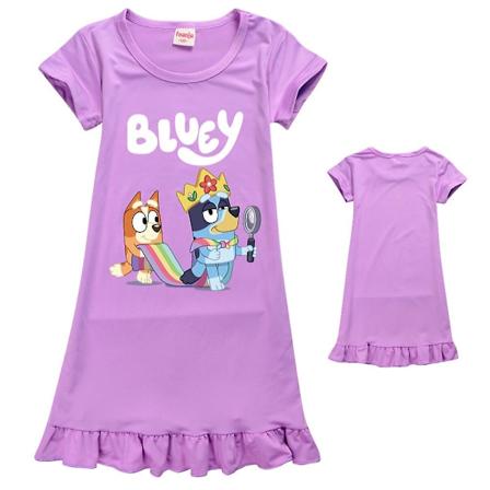 5-12 år Kids Bingo Bluey Pyjamas Flickor Pyjamas Klänning Pyjamas Nattklänning Klänningar Gåvor Lila Purple 5-6Years