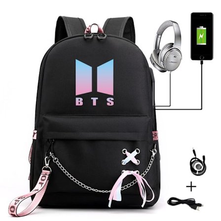 Bts-reppu reppu mies- ja naisopiskelijan koululaukku ulkoinen USB/kuulokeliitäntä