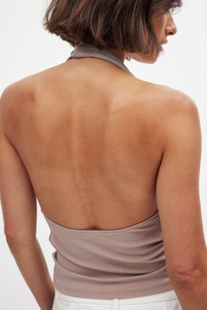 NA-KD Halterneck Top - Halterneck top - Beige - XL (EU 46)