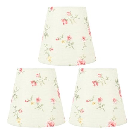3PCS Stoff Lampeskjerm E14 Klipp Type Camellia Dekorativ Trommeskjerm for Bord Gulvlampe Hengelys