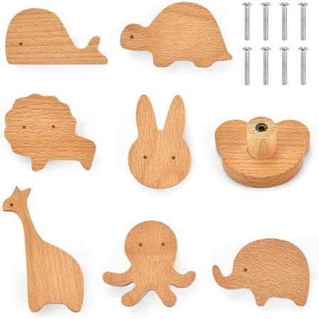 8 st massiva träknoppar för lådor Träknoppar för byråer Träskåpsdörrknoppar Trähandtag för möbler Träknoppar för lådor med skruvar för garderob