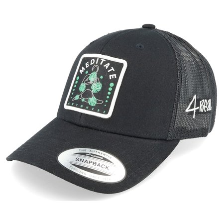 4REAL - Sort trucker Kasket - Meditate Anywhere Patch Black Trucker @ Hatstore