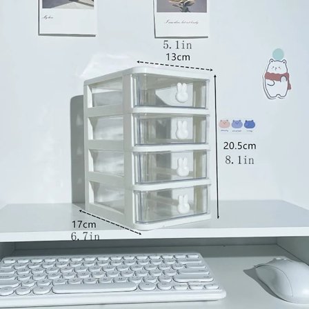 Multifunktionel skrivebordsarrangør skuffe med penneholder og opbevaringsskuffe til hårtilbehør Fire lag hvid