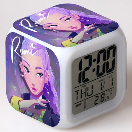 K-POP Demon Hunters LED Vekkerklokke 7 Farger Nattlys Anime Gave&09&