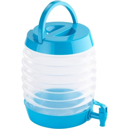 Water Container: Collapsible Barrel, Tap, Stand, 5.5 Liters, Blue