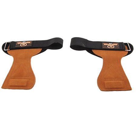 Gymnastikgreb i koskind til pull-ups, vægtløftning, fitness, håndfladebeskytter med håndledsrem, brun