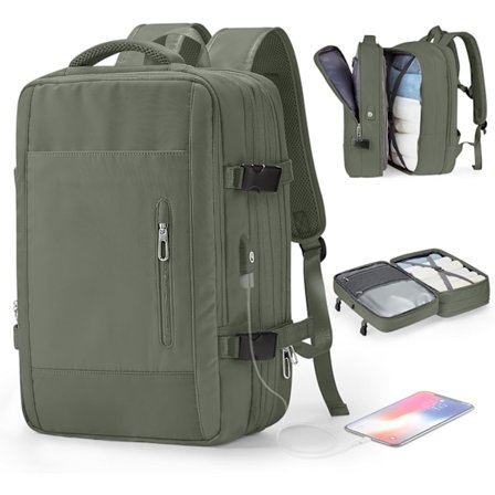 Stor Resväska Ryggsäck för Kvinnor Carry On Flyg Bolag Godkänd Expanderbar Arbets Personlig Artikel Ryggsäck med laptop