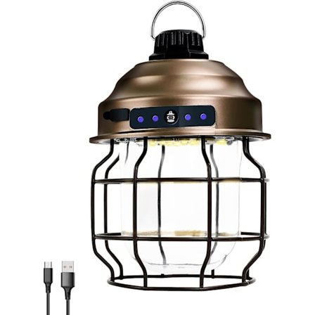 Utomhus LED-campinglampa, 3600 mAh-batteri med 3 belysningslägen, brun