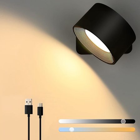 Genopladelig sengelampe - Sort